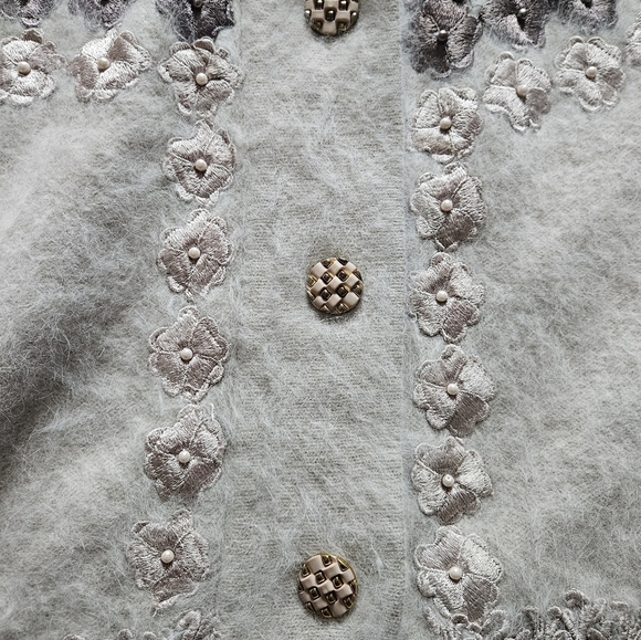 Vintage Angora Lined Embroidered Cardigan Large/xl - Picture 2 of 8